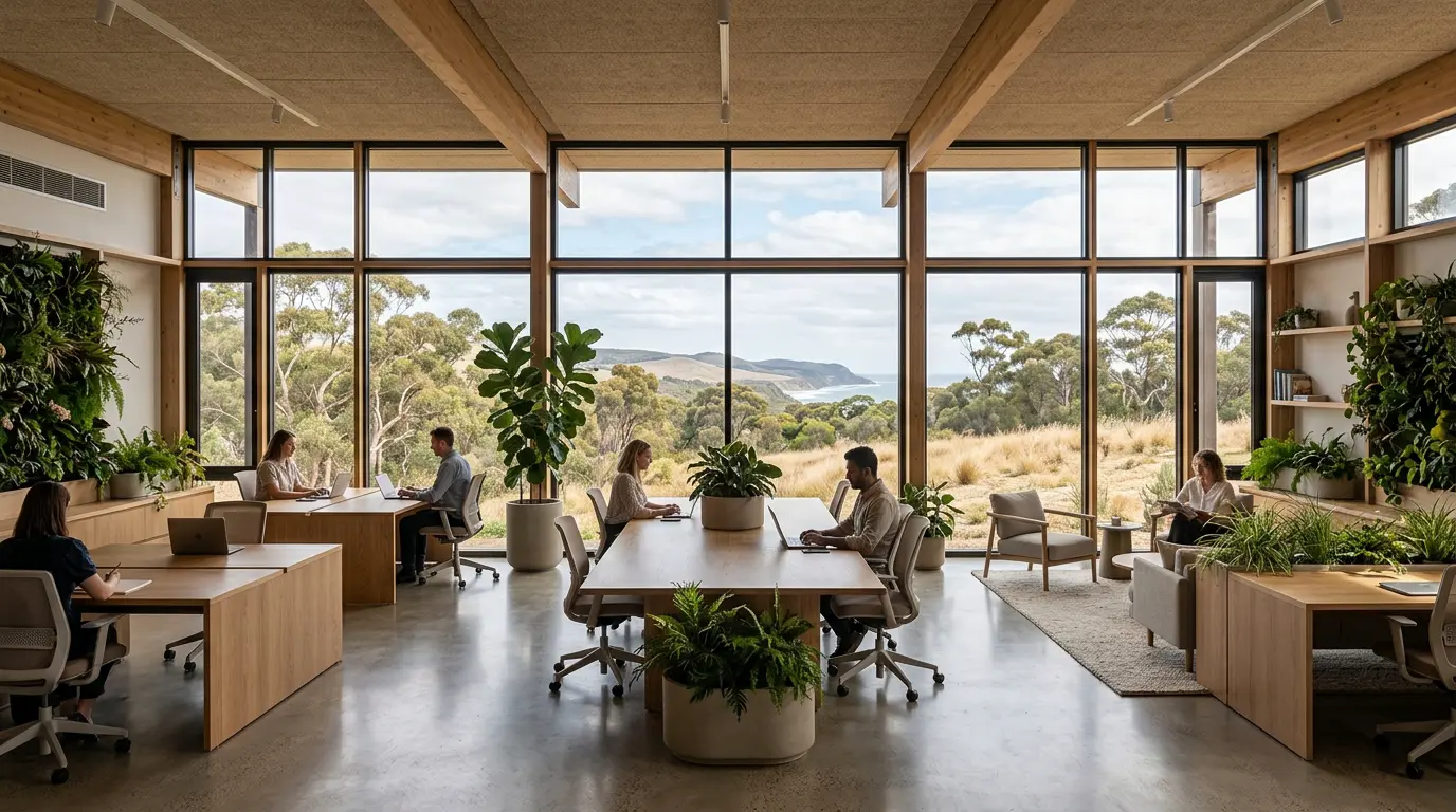 Team in a sustainable architecture studio